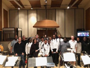Germaine Franco and the Children of Production Drumline recording for Little