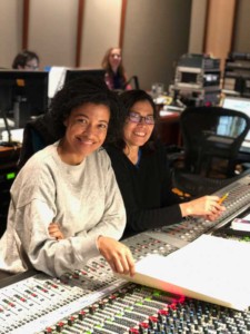 Germaine Franco and director Tina Gordon Chism recording for Little.