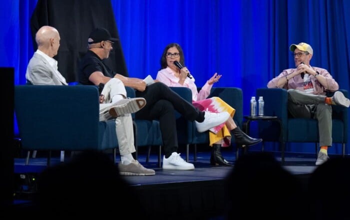 Germaine Franco at the Disney and The Grammys: A Musical Legacy panel at D23, Anaheim, California, August 16, 2026